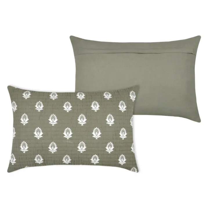 Coussin rectangulaire en coton à motif floral