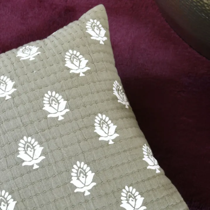 Coussin rectangulaire en coton à motif floral