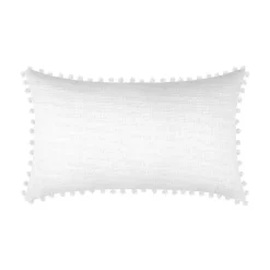 Coussin rectangulaire en coton déhoussable à pompons