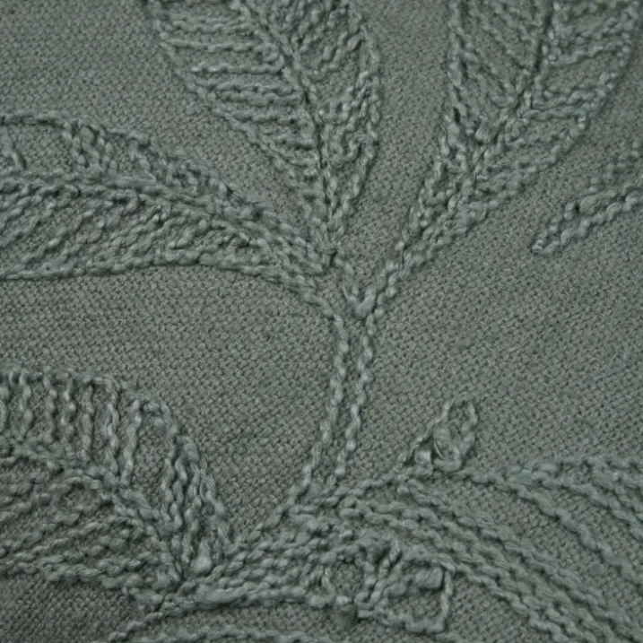 Coussin rectangulaire en coton à feuillage brodé