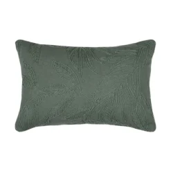 Coussin rectangulaire en coton à feuillage brodé