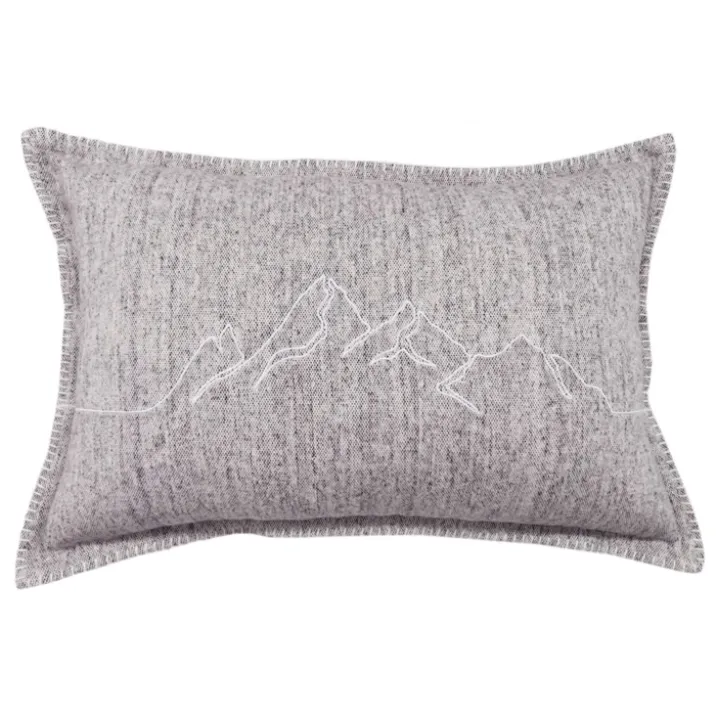 Coussin rectangulaire montagnes en coton brossé