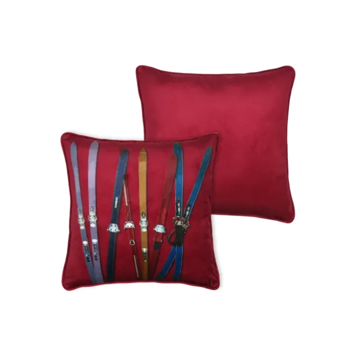 Coussin rectangulaire à motif skis vintage