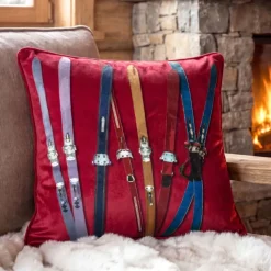 Coussin rectangulaire à motif skis vintage