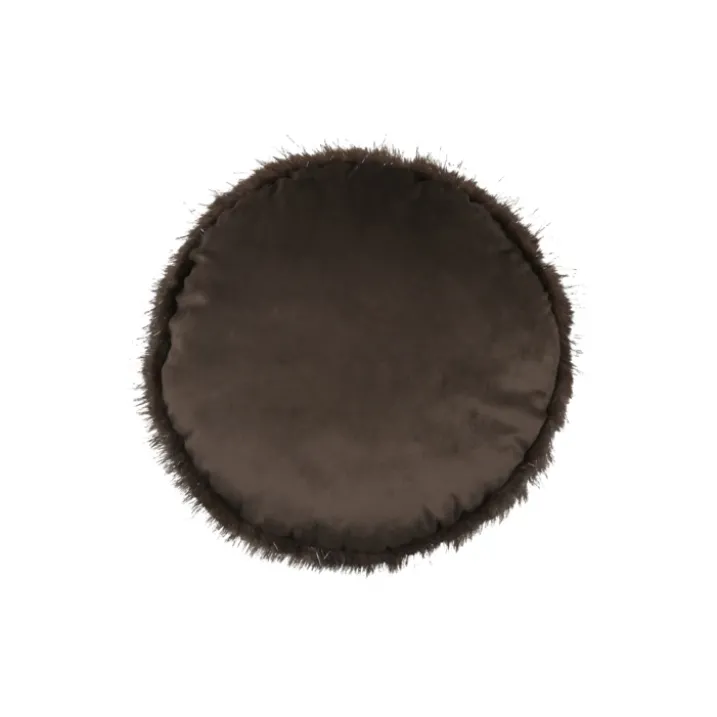 Coussin rond à poils longs