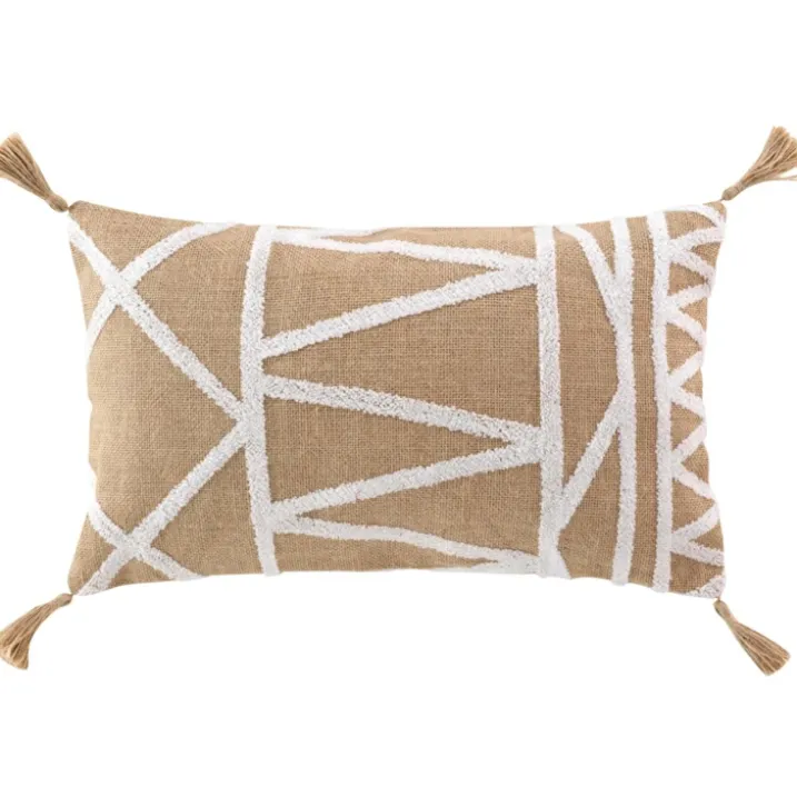 Coussin uni avec jute