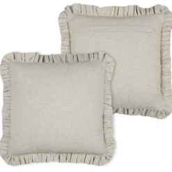 Coussin à volants en coton et lin