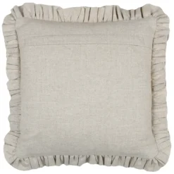 Coussin à volants en coton et lin