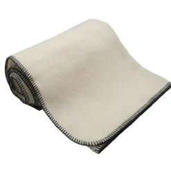 Couverture pure laine vierge naturelle finition point de cheval