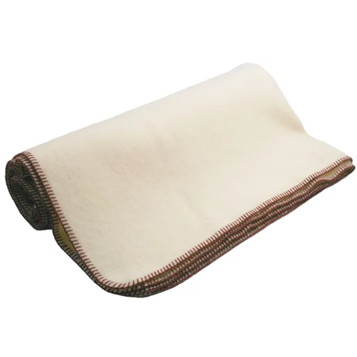 Couverture pure laine vierge naturelle finition point de cheval