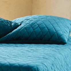 Couvre-Lit et Taies d'Oreiller en Velours Matelassé