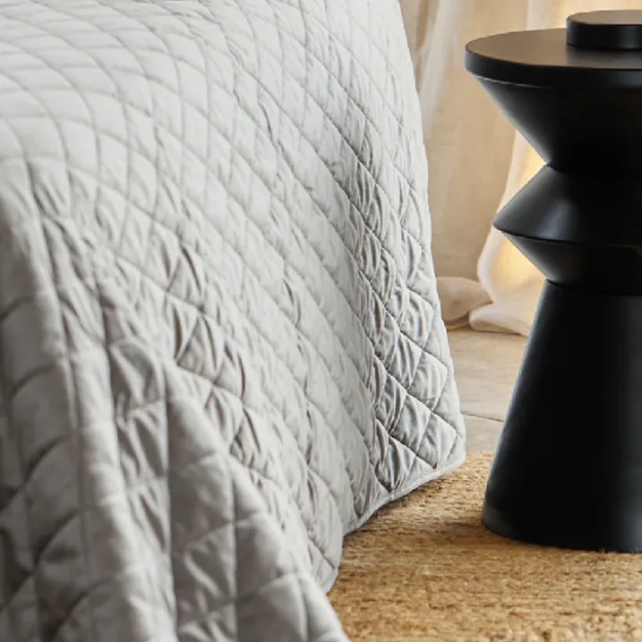 Couvre-Lit et Taies d'Oreiller en Velours Matelassé