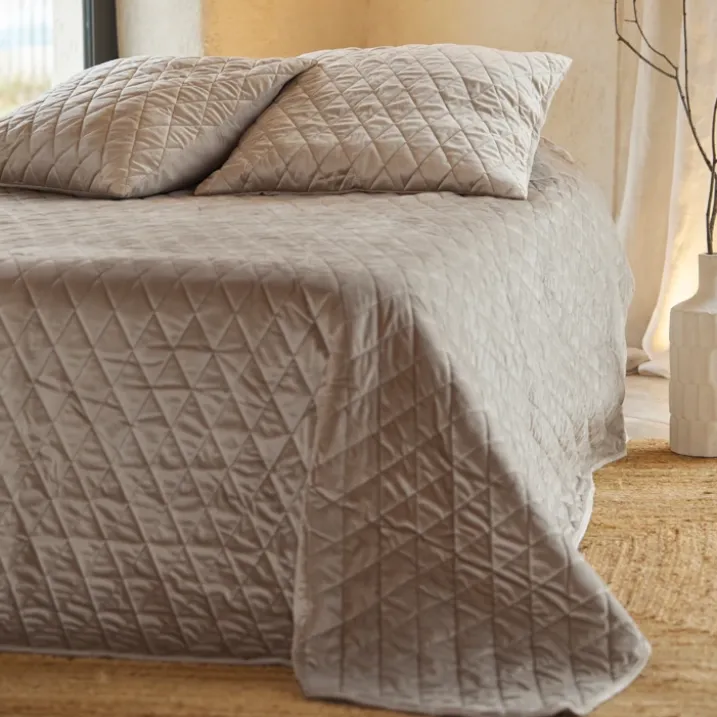 Couvre-Lit et Taies d'Oreiller en Velours Matelassé