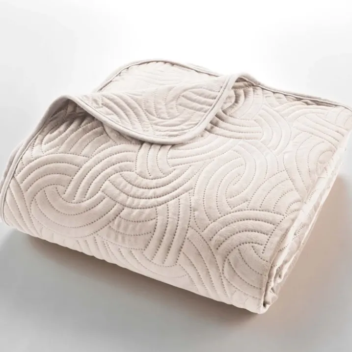 Couvre-lit 3 pièces matelassé velours + deux taies