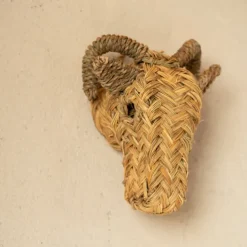 Déco murale petite tête de Bouc en paille