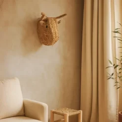 Déco murale petite tête de Taureau en paille