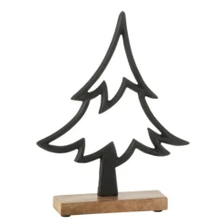 Décoration en forme de sapin en métal et bois