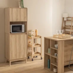 Desserte de rangement en bois à roulettes