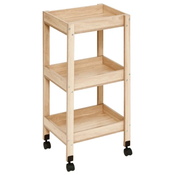 Desserte de rangement en bois à roulettes
