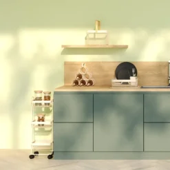 Desserte de rangement en métal 3 niveaux sur roulettes