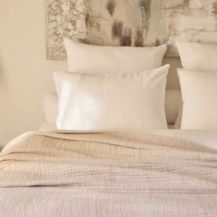 Dessus de lit en coton lavé matelassé boutis