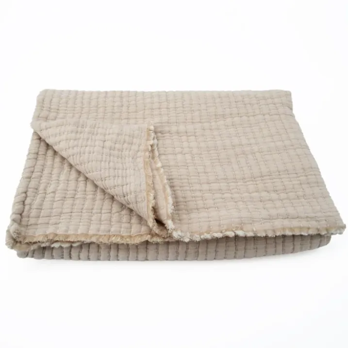 Dessus de lit en coton lavé matelassé boutis