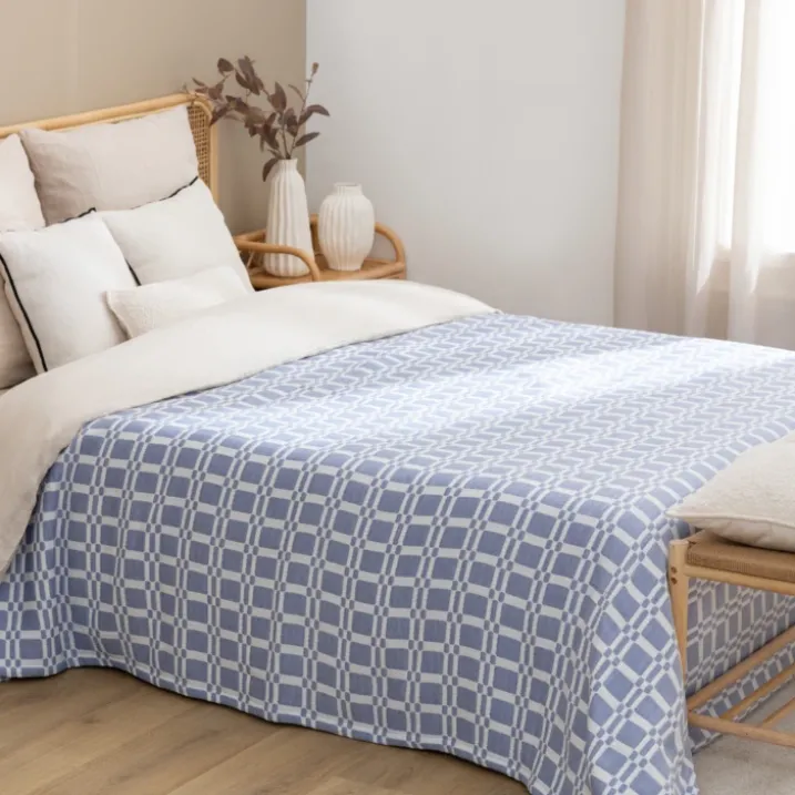 Dessus de lit matelassé à motif géométrique