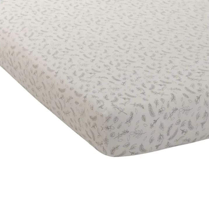 Drap housse bébé en jersey motif feuilles