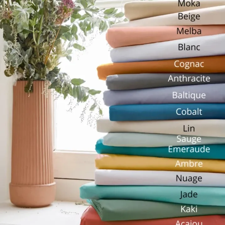 Drap-housse pour lit relevable percale de coton uni bonnet 30 cm