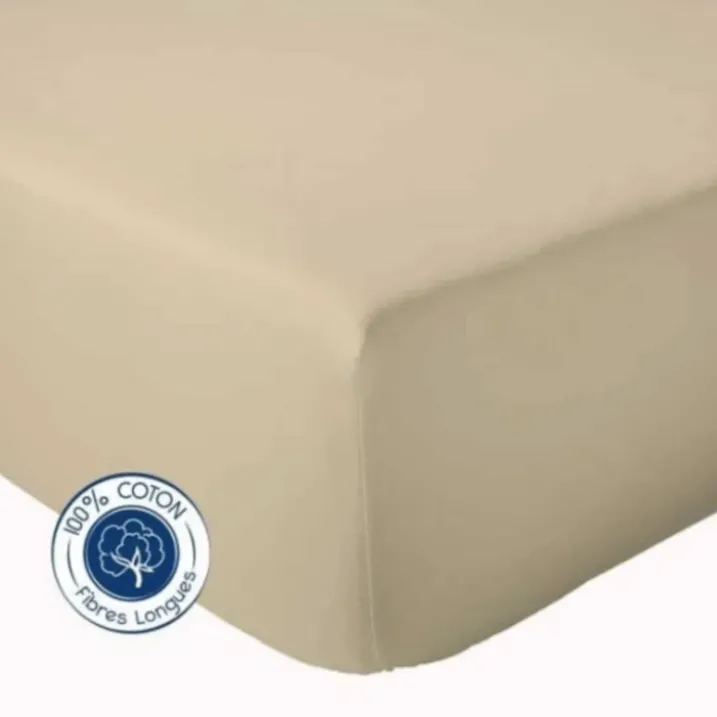 Drap Housse Uni bonnet 30 cm 100% Coton