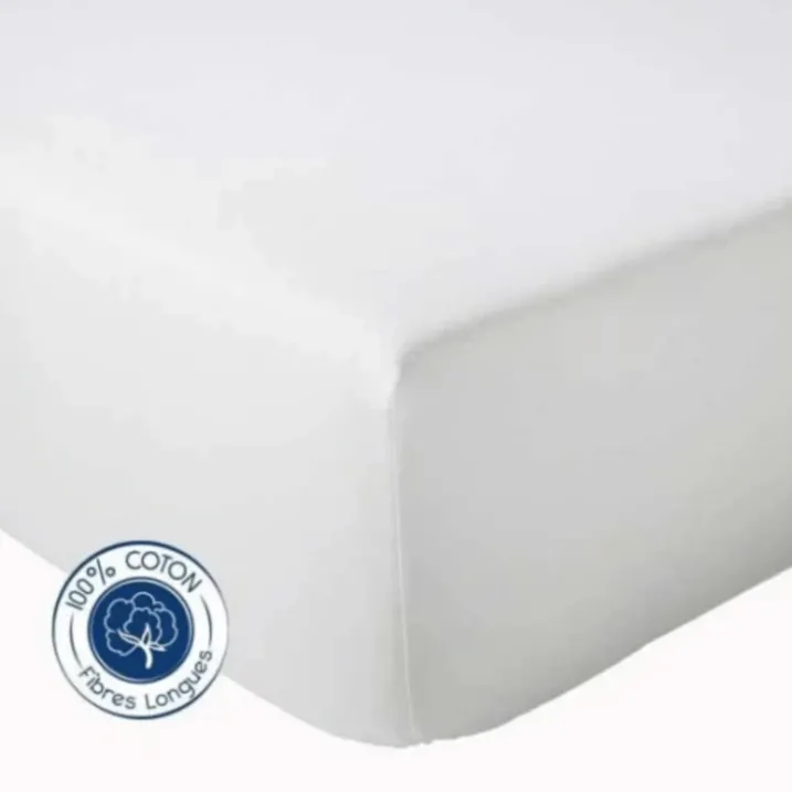 Drap Housse Uni bonnet 30 cm 100% Coton