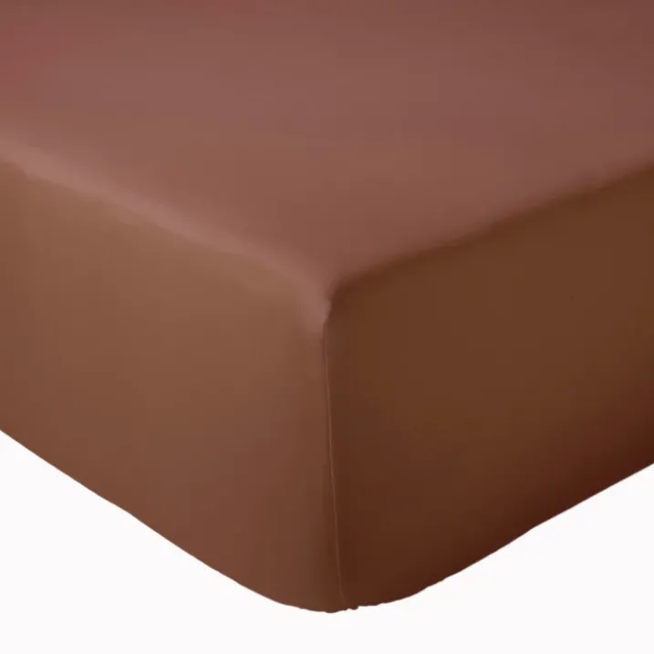 Drap-housse uni en satin de coton