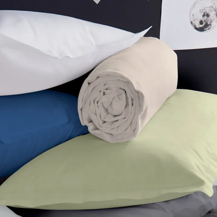 Drap-housse uni en satin de coton