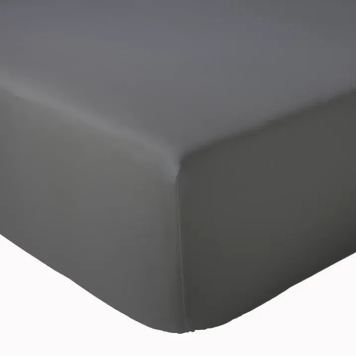 Drap-housse uni en satin de coton