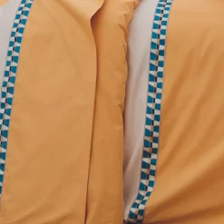 Drap plat en percale avec galon géométrique