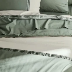 Drap plat en percale de coton à galon géométrique