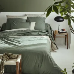 Drap plat en percale de coton à galon géométrique
