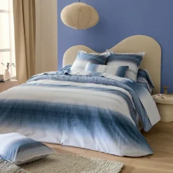 Drap plat percale de coton dégradé rayé