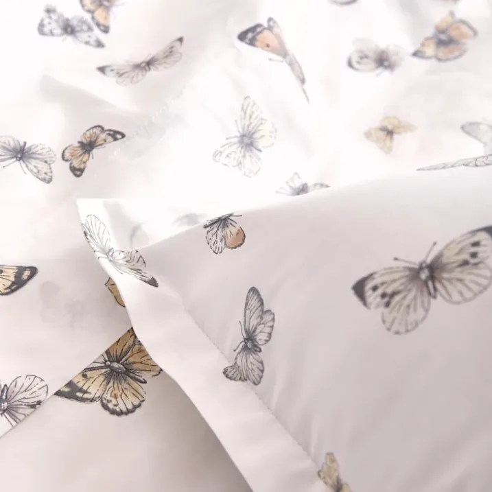 Drap plat percale de coton 80 fils motif papillons
