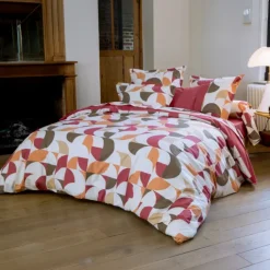 Drap plat percale de coton géométrique