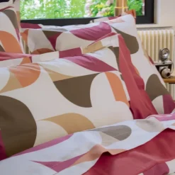 Drap plat percale de coton géométrique