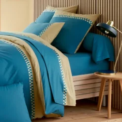 Drap plat percale de coton géométrique
