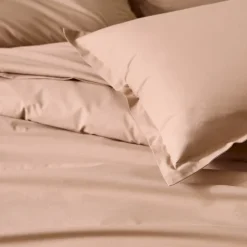 Drap plat piqué uni en percale de coton