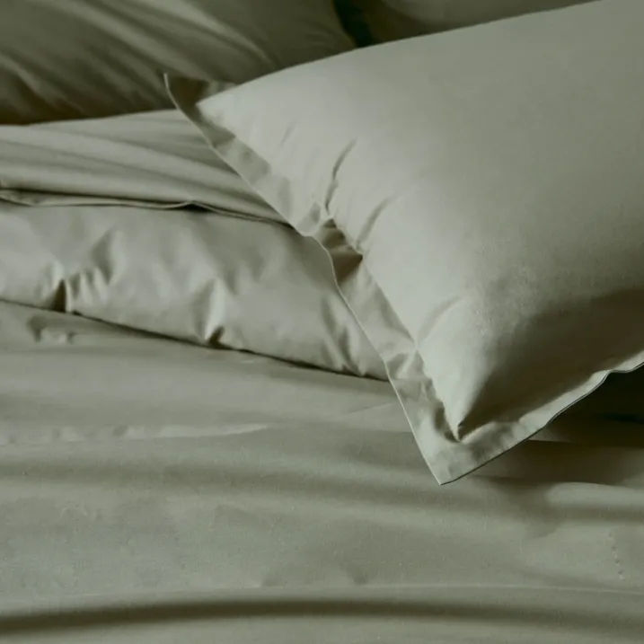 Drap plat piqué uni en percale de coton