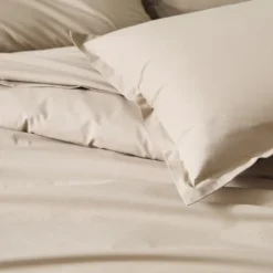 Drap plat piqué uni en percale de coton