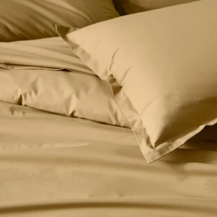 Drap plat piqué uni en percale de coton
