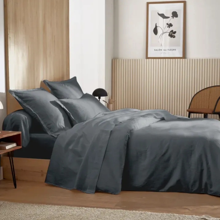 Drap satin de coton rayures ton sur ton