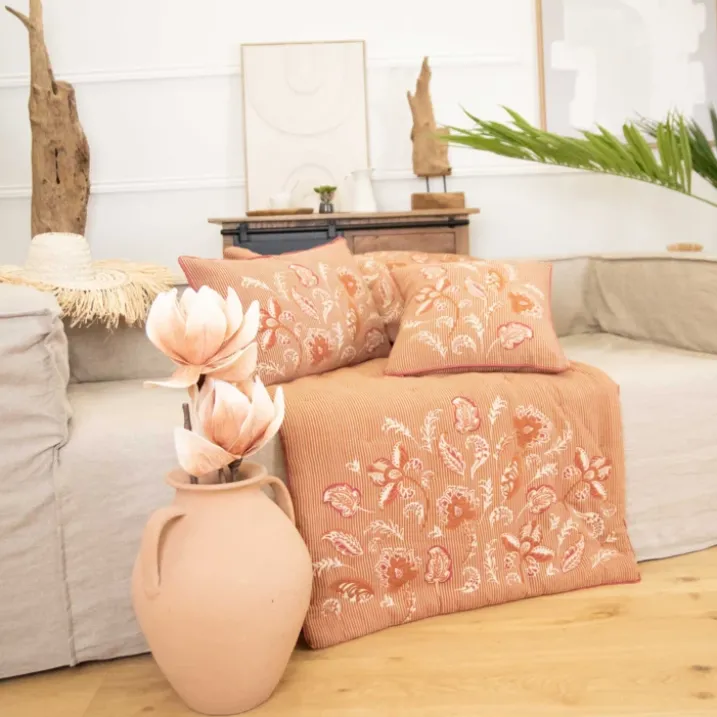 Édredon décoratif en polylin motif floral