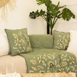 Édredon décoratif en polylin motif floral