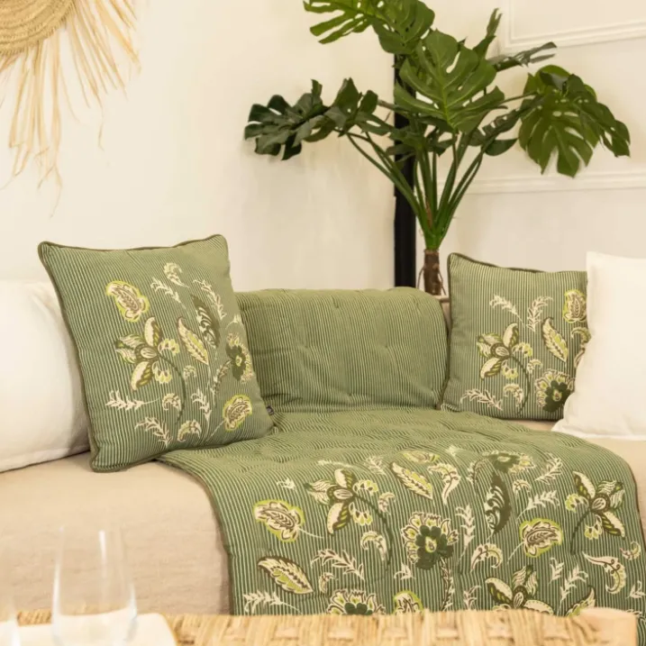 Édredon décoratif en polylin motif floral